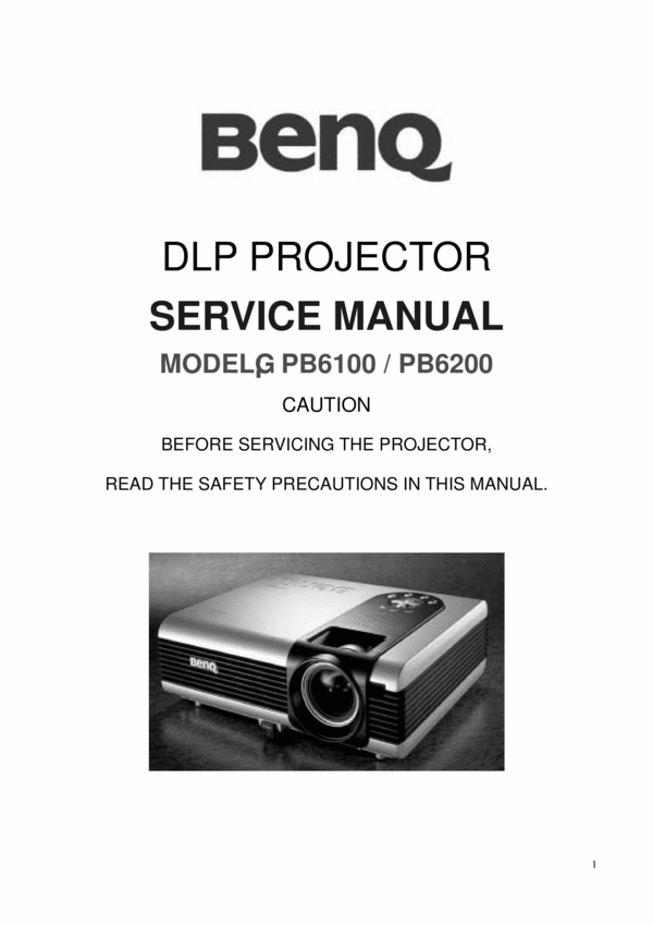 Product picture Benq PB6100 PB6200 Service Manual