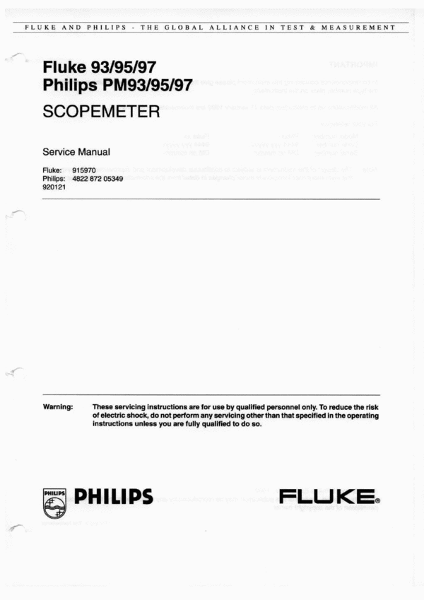 Product picture Fluke 93/95/97 Scopemeter Service Manual