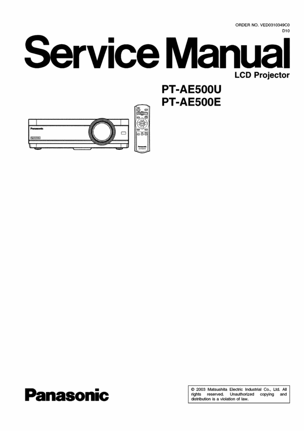 Product picture Panasonic PTAE-500 Service Manual