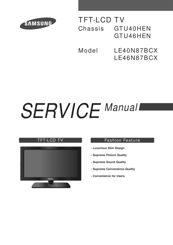 Product picture Samsung LE40N87BCX / LE46N87BCX Service Manual