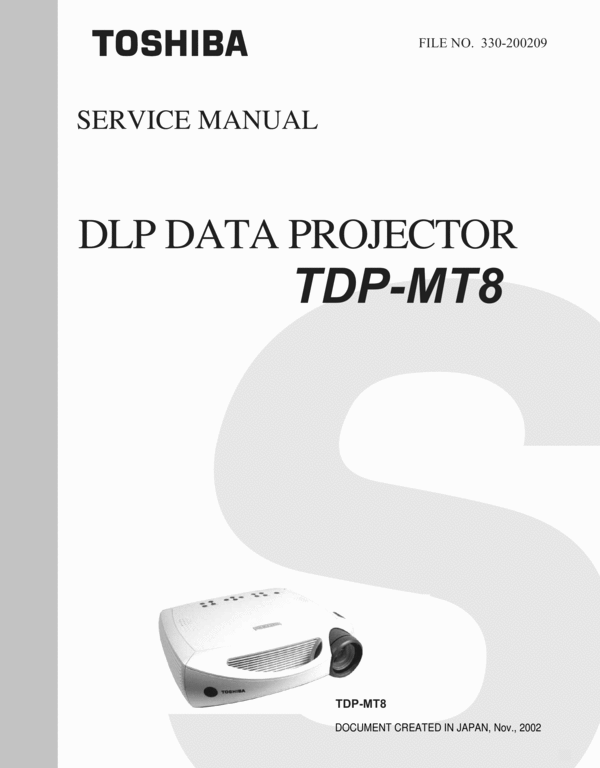 Product picture Toshiba TDP-MT8 service manual 