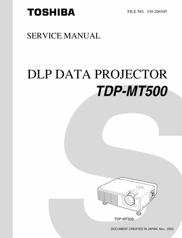 Product picture Toshiba TDP-MT500 Service Manual