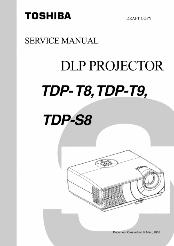 Product picture Toshiba TDP-S8 TDP-T8 TDP-T9 Service Manual
