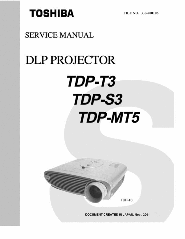 Product picture Toshiba TDP-S3 / TDP-T3 / TDP-MT5 Service Manual
